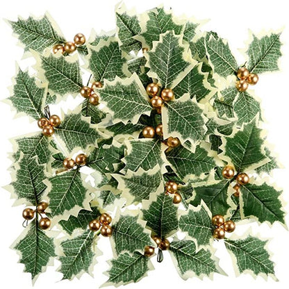 10-100pcs Artificial Holly Berries with Leaves for Christmas Wreath Flower Arrangement Gift Scrapbooking Decor Fake 5/6cm