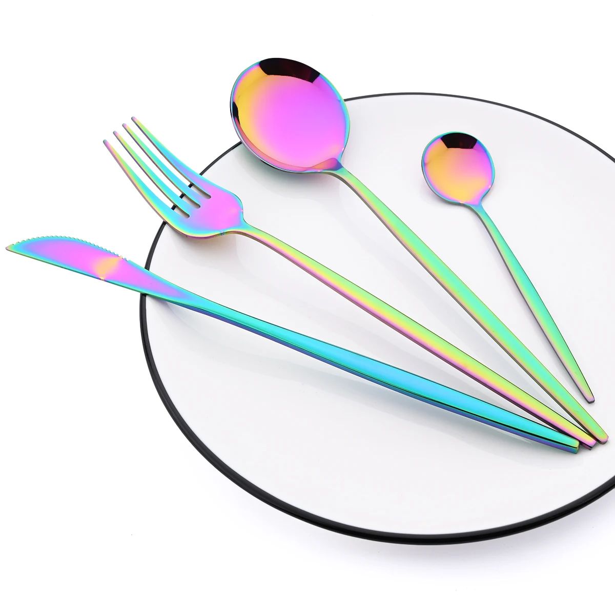 16Pcs Mirror Gold Dinnerware Set Stainless Steel Cutlery Set Fork Knife Coffee Spoon Tableware Silverware Kitchen Flatware Set