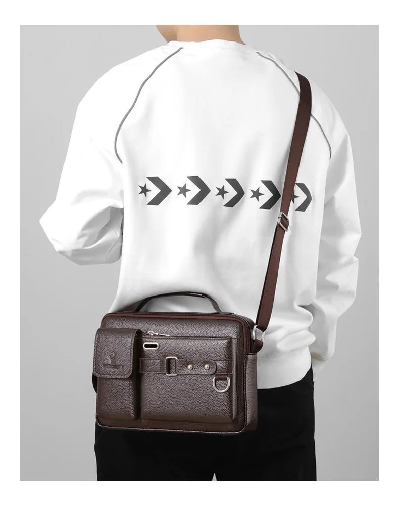 2024 New Men Shoulder Bag for 10.4" Ipad PU Leather Business Handbags Men Messenger Bags Fashion Man Crossbody Bag