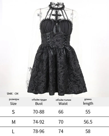 Dark Halloween Lace Dress Punk Trend Sexy Evening Dress Suspender Skirt For Women