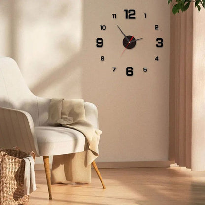 2025 3D Creative Frameless Wall Hanging Clock DIY Wall Stickers Home Mute Digital Clock Living Room Office Wall Decoration