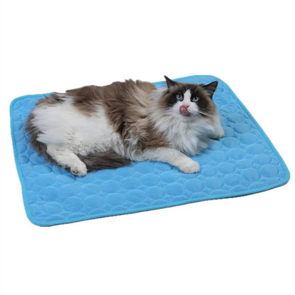 Almofada de Verão para Pets Refrigerada Gel de Seda para Cães e Gatos Ninho Respirável Colchonete de Dormir Refrescante