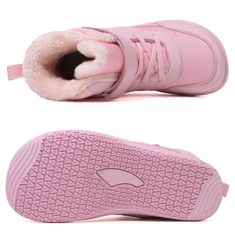 New Children's wide toe barefoot snow boots Little/Big/Kid Wide Toe Minimalist Sneakers Girls waterproof high-top cotton shoes
