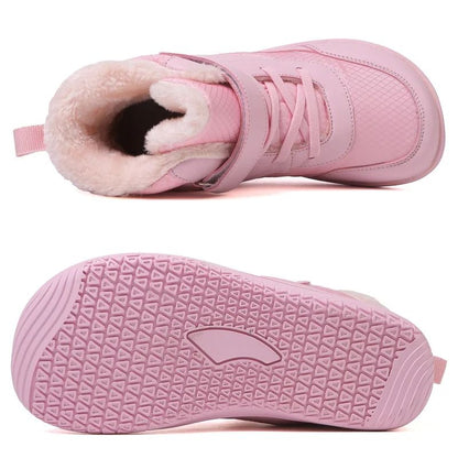 New Children's wide toe barefoot snow boots Little/Big/Kid Wide Toe Minimalist Sneakers Girls waterproof high-top cotton shoes