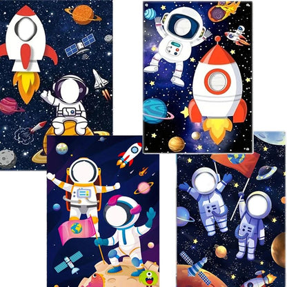 Space face display background cloth Boy's birthday party outdoor game photo booth photography decoration