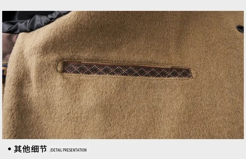 Billy Men's Winter Jacket for Men Double-Sided Woolen Overcoat Short Lapel Autumn Casual Coat Top Black Clothes White Duck Down