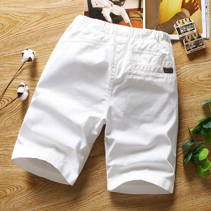 White Shorts Men Cotton Casual Shorts Bermudas Summer Slim Fit Drawstring Shorts Daily Wear Soft Touch and Comfortable Pants