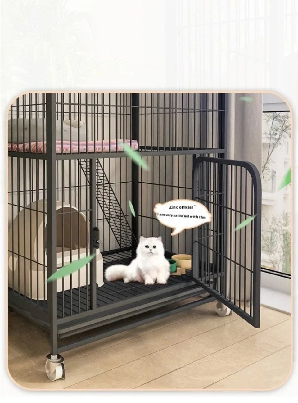 Villa para Gatos de Dois Andares Interna Extra Grande Espaço Livre Gaiola para Pets Casa de Escalada para Gatinhos Villas para Gatos Castelo para Gatos com Banheiro Integrado