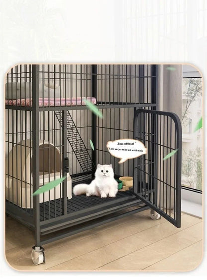 Villa para Gatos de Dois Andares Interna Extra Grande Espaço Livre Gaiola para Pets Casa de Escalada para Gatinhos Villas para Gatos Castelo para Gatos com Banheiro Integrado