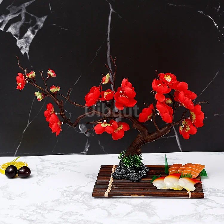 Bandeja de prato para frutos do mar, Barco de Sushi, Plantas de Flores Decorativas, Concepção Artística, Pequeno Ornamento Decorativo, Flor de Pêssego Criativa