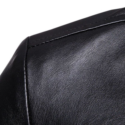 Spring Autumn New Men's Leather Jacket Fashion Lapel Windbreak Solid Color Stylish Outwear Slim Fit Motorcycle Streetwear