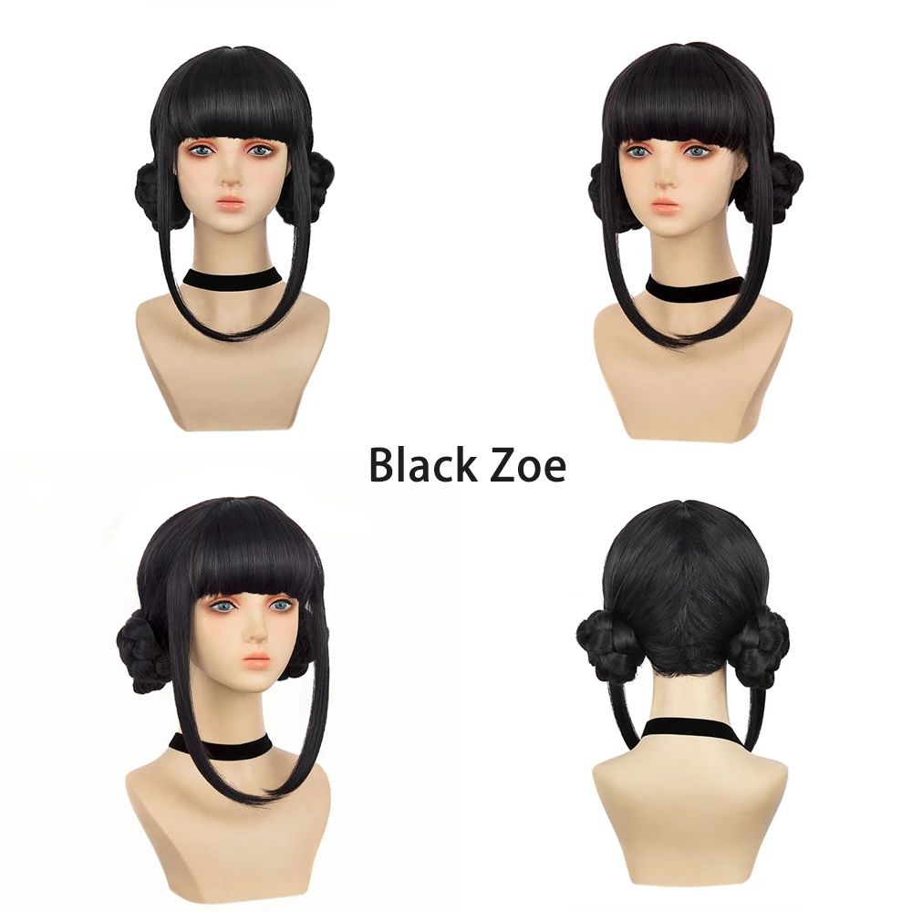 Caçadores de Demônios Anime Kpop? Peruca Zoe Cosplay Sintética Preta Roxa Escura Halloween Natal Festa Diária de Alta Qualidade