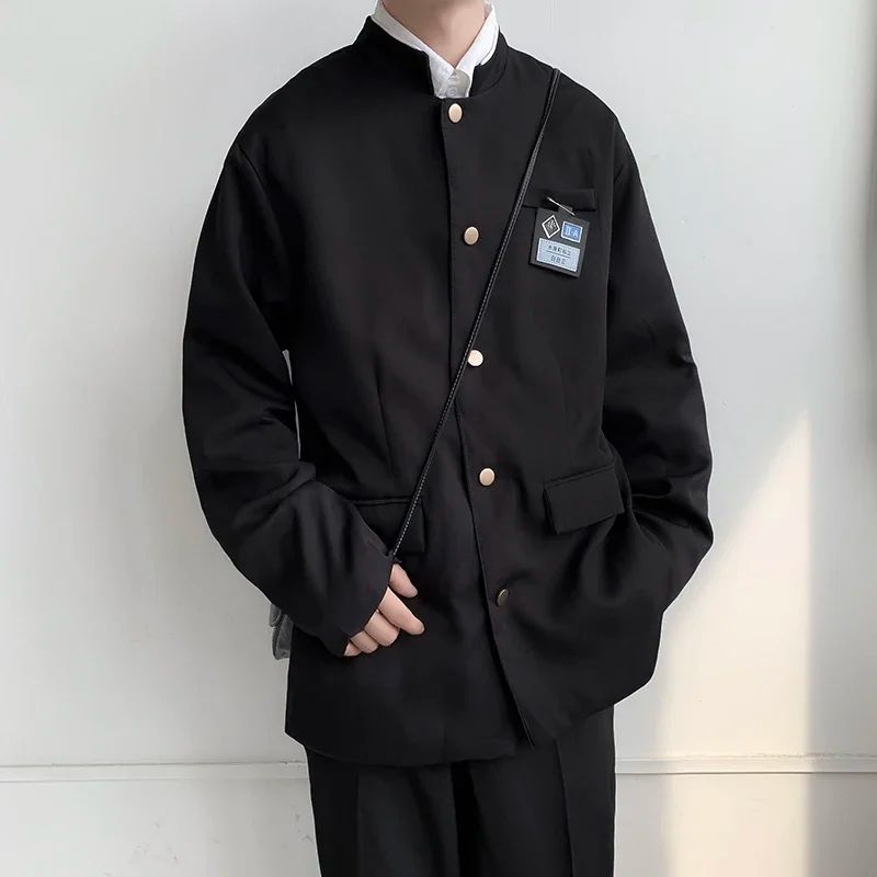 Japan Style School Uniform Jacket Stand Collar Men Women Tunic Suit Jacket DK Costume Black Coat With Nameplate High Version