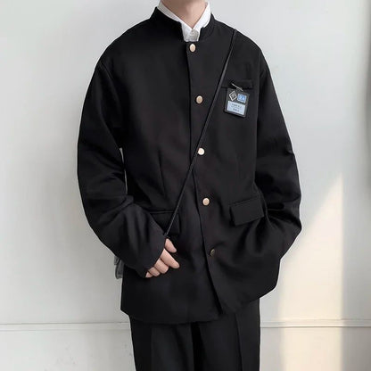 Japan Style School Uniform Jacket Stand Collar Men Women Tunic Suit Jacket DK Costume Black Coat With Nameplate High Version