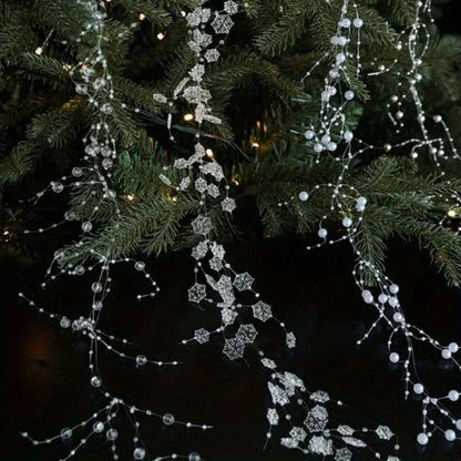 Christmas Pearl Bead Garland with Fishing Line Floral Hanging Ornament Bendable Design for Tree Decor Festival Party Arrangement