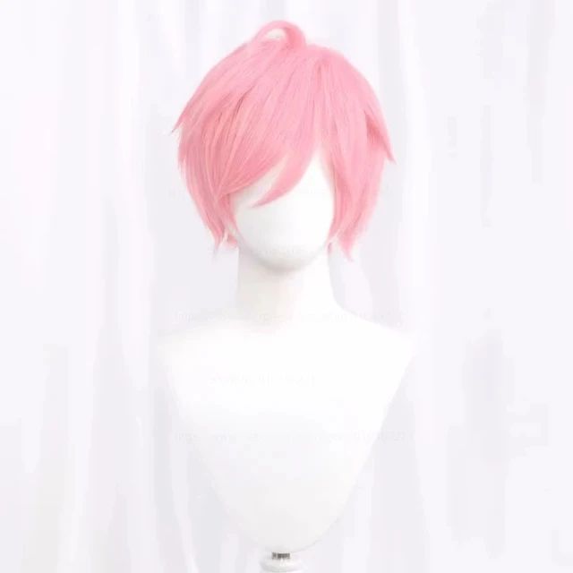 Synthetic Short Straight Cosplay Wig White Green Purple Brown Black Blue Gray Orange Red Fluffy Heat Resistant Hair Anime Wigs