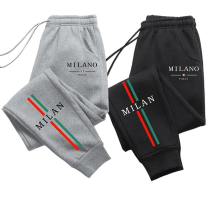 Calças Jogger Masculinas com Estampa da Cidade de Milão, Venda Quente 2025, de Alta Qualidade, Outono Inverno, Casuais, Esportivas, para Corrida ao Ar Livre