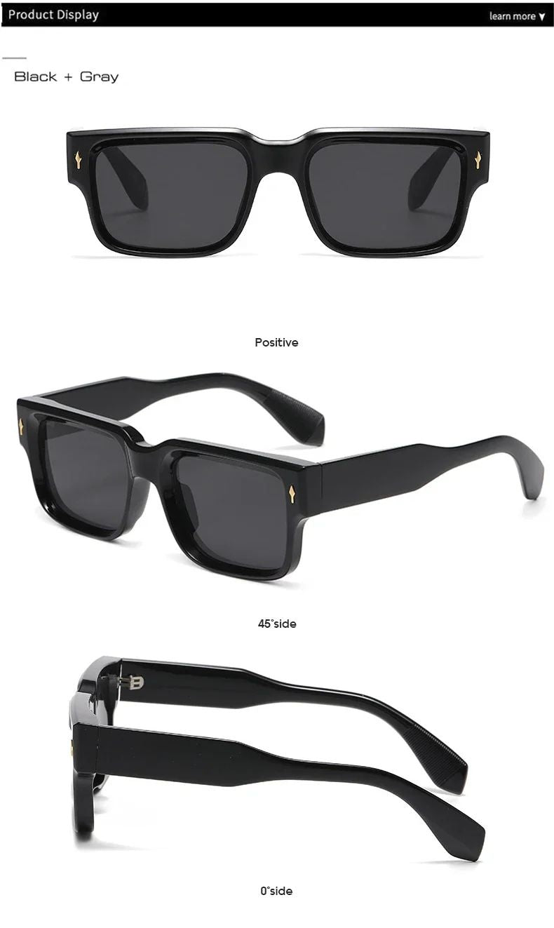 JNPCXI Óculos de Sol Retrô Quadrados Femininos Listras de Leopardo Sombras UV400 Rebites da Moda Masculinos Óculos de Sol Transparentes Gradiente
