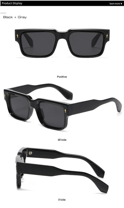 JNPCXI Óculos de Sol Retrô Quadrados Femininos Listras de Leopardo Sombras UV400 Rebites da Moda Masculinos Óculos de Sol Transparentes Gradiente