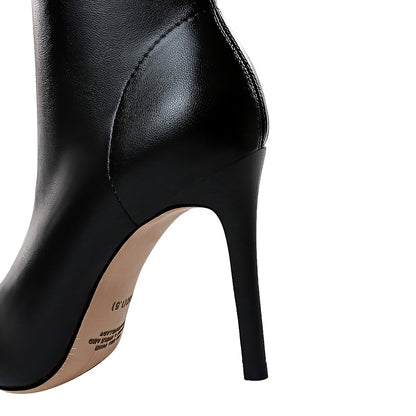 Women 7.5cm 10cm High Heels Leather Boots Lady Low Heels Short Ankle Boots Stripper Winter Warm Snow Plush Pointed Toe Shoes