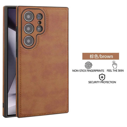 Capa de couro PU vintage de luxo para Samsung S25 Ultra S24 Plus S23 S22 S24Ultra, fina, à prova de choque, com para-choque macio