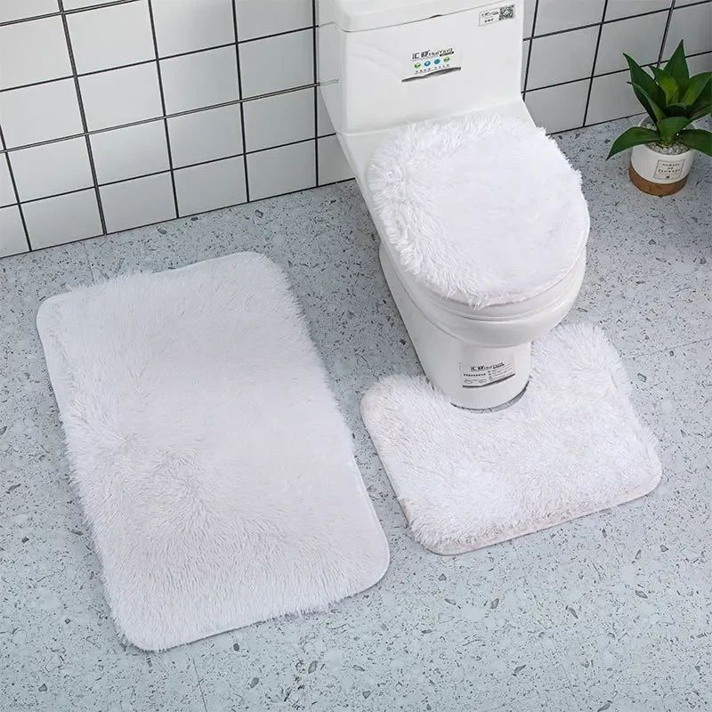3piece Bathroom Mat Bathroom Silk Tie-dye Bathroom Soft Non-slip Carpet Shower Carpet Toilet Seat Cover Floor Mat