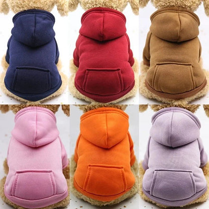 Roupa de Cachorro da Moda Outono e Inverno Roupa de Estimação Pequena Engrossar Quente Cor Sólida Moletom de Duas Pernas com Capuz Produtos Casuais para Pets