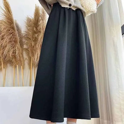 Smvp High Quality Knitted Long Skirt Women Autumn Winter Thick Warm A-Line Skirt Female Solid Casual Wild High Waist Skirts