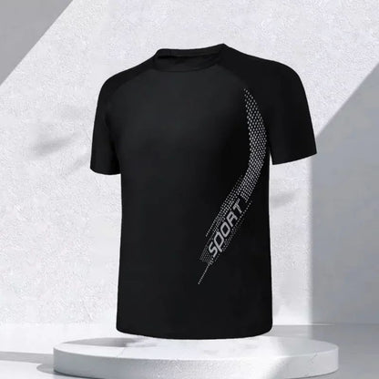 Men Swimsuit O-Neck Short Sleeve Mid-rise Swimming Suit Printing Slim Fit T-shirt Swimming Trucks Set Beachwear