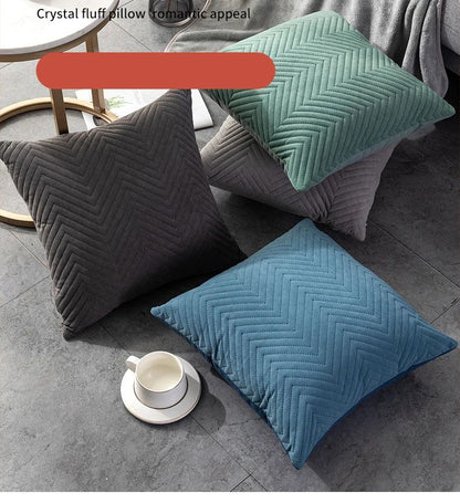 Quilted Velvet Pillowcase Throw Pillow Covers Home Cojines Decor Pillow Cases Simple Sofa Cushion Cover Decorative 45x45cm