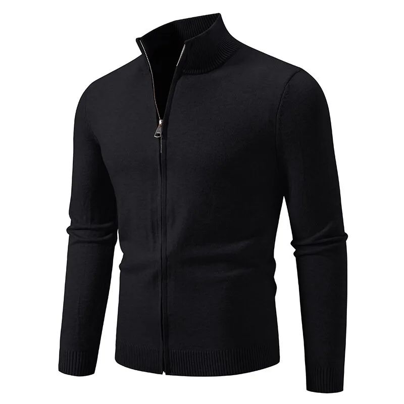 Animal Game Men's Zipper Cardigan Sweater Slim Fit Sweaters Stand Knitwear Jumper Warm Cold Blouse Zip Long Sweatcoats