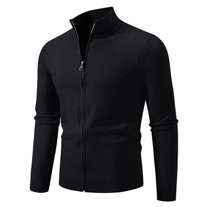 Animal Game Men's Zipper Cardigan Sweater Slim Fit Sweaters Stand Knitwear Jumper Warm Cold Blouse Zip Long Sweatcoats