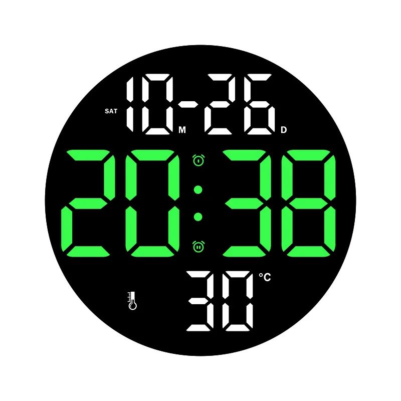10inch LED Large Digital Wall Clock with Dual Alarms Calendar and Temperature Display Brightness Adjustable Countdown Home Clock