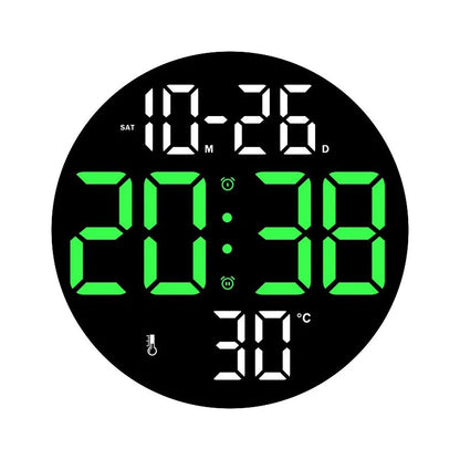 10inch LED Large Digital Wall Clock with Dual Alarms Calendar and Temperature Display Brightness Adjustable Countdown Home Clock