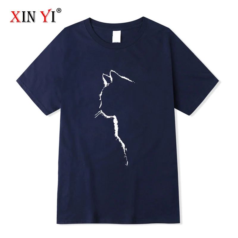 Men's T-shirt Top Quality 100% Cotton Short Sleeve Cool Cat Print O-neck Casual Loose Hip Hop for Men Summer Male Tee Top