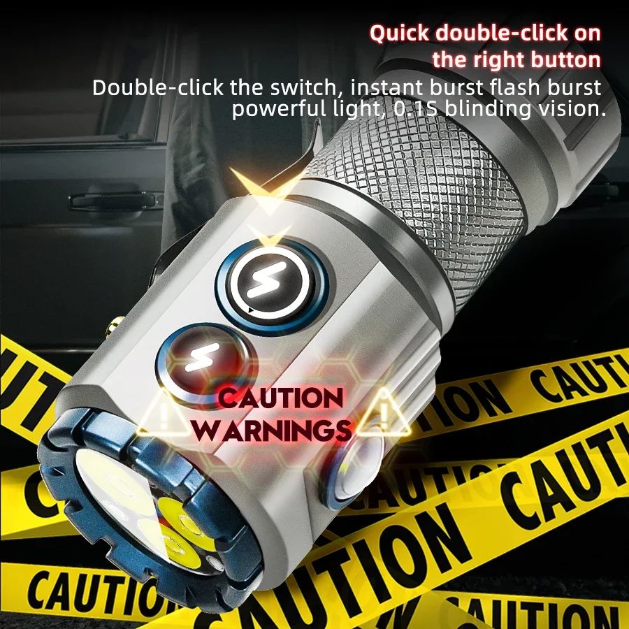 Mini EDC Flashlight 2000LM 18350 Battery USB Rechargeable LED Flashlight with Tail Magnet RGB Side Lamp Camping Emergency Lamp