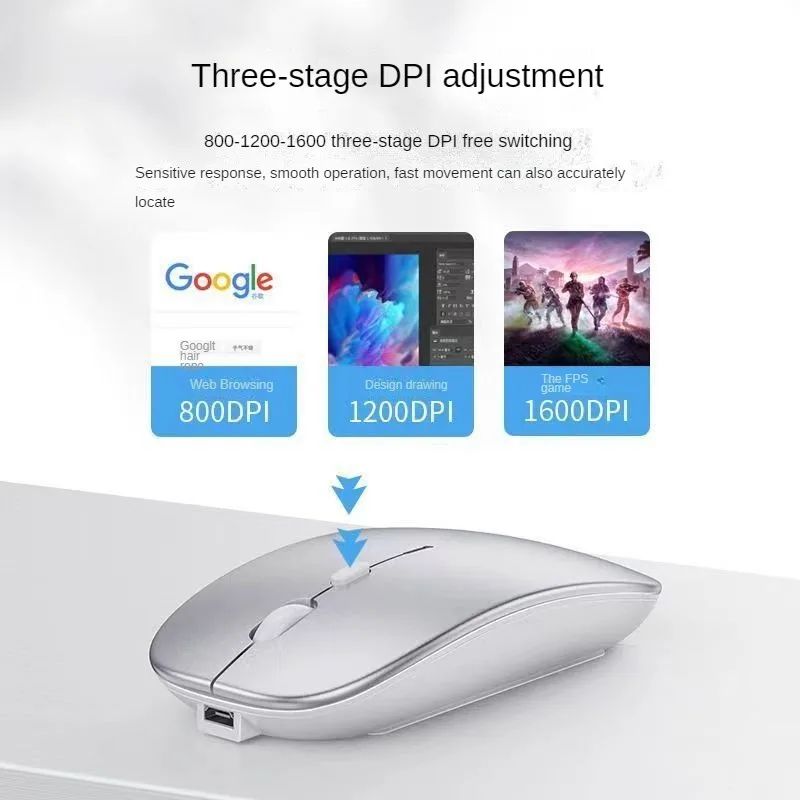 Mouse sem fio para notebook PC Bluetooth recarregável mouses de computador silenciosos mouse USB ergonômico para jogos para Xiaomi Pad