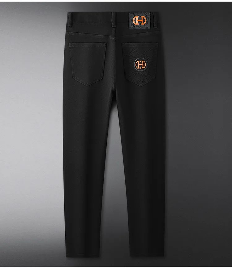BlackJeans2024 Nova Coleção Outono/Inverno Marca da Moda Casual Slim Fit Elástica Estilo Europeu Calça Comprida Masculina Estampa Fashion