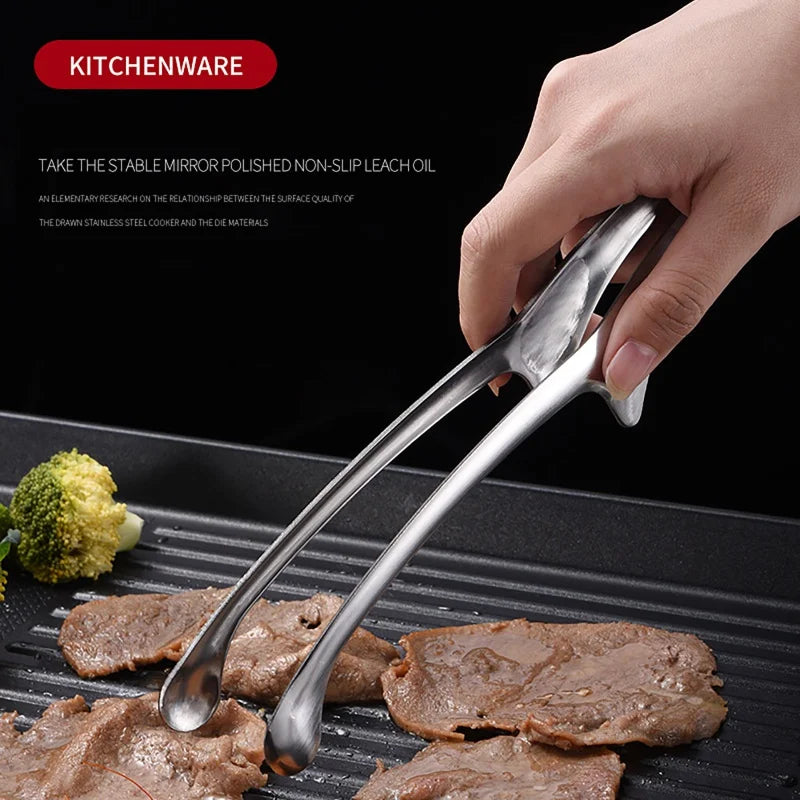 JJYY 304 Stainless Steel Food Tongs Long Handle Non-Slip Barbecue Tongs Steak Tongs Kitchen Cooking Tools kitchen accessories