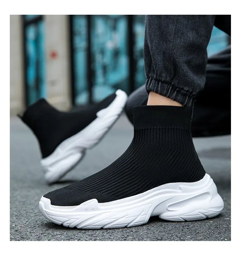 Sneakers for Men Fashion High Top Sock Shoes Autumn New Breathable Casual Shoes