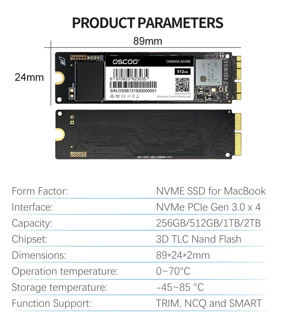 SSD de 1 TB para MacBook Pro 2015, compatível com MacBook Pro A1465 A1466/Mac Air SSD (2013-2015) A1502, SSD portátil para Apple