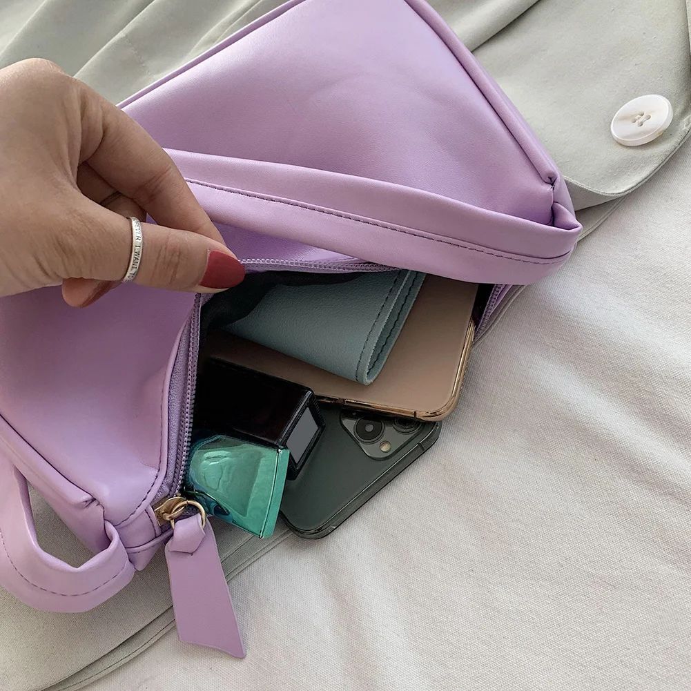 New Retro Soft PU Leather Women Shoulder Underarm Bags Casual Solid Color Small Top-Handle Handbags Ladies Fashion Shoulder Bags