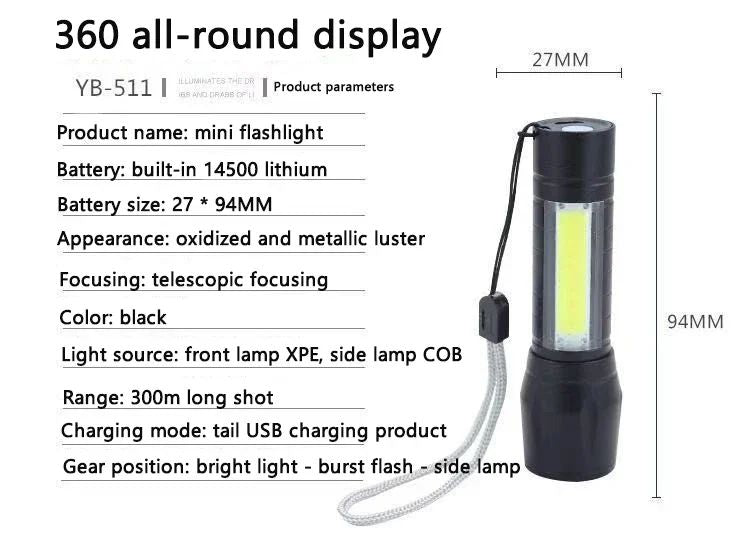 Super Bright P50 Flashlight USB Rechargeable LED Long Range Tactical Torch Outdoor Waterproof Emergency Camping Fishing Lantern