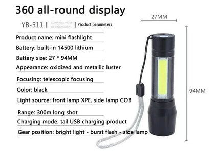 Super Bright P50 Flashlight USB Rechargeable LED Long Range Tactical Torch Outdoor Waterproof Emergency Camping Fishing Lantern