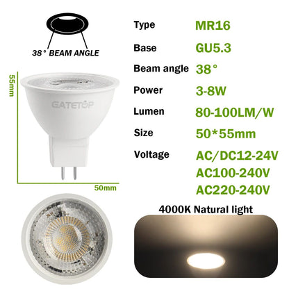 10PCS MR16 LED Spotlight Bulb GU5.3 Lampada AC 110V 220V 12V Bulbs Spot Light Replace The 50W Halogen Lamp Home Direction