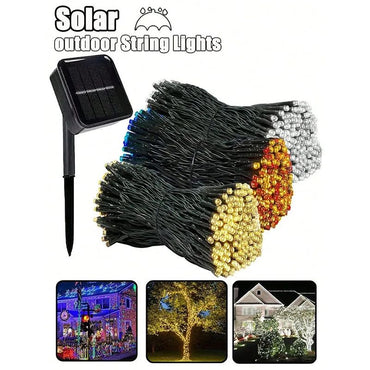 Solar Powered LED Flower Wreath Fairy Light String 50/100LED with 8 Modes Outdoor Garden Lights for Christmas Wedding Decoration