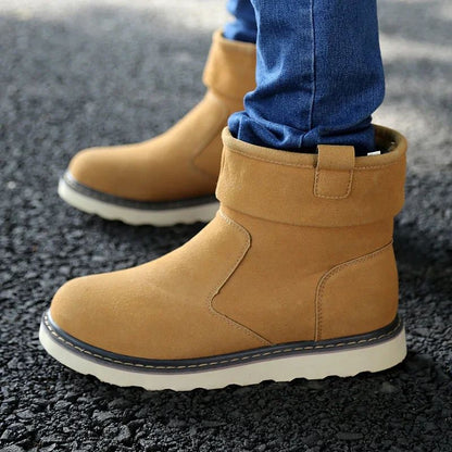 2025  Men's casual snow boots Trendy and versatile minimalist style Fashionable street walking Outdoor Warm Shoes Classic Black