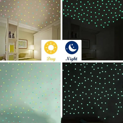 50/250Pcs Luminous Star Stickers Background Wall Decoration Bedroom Glow Stickers Fluorescent Stereo Wall Stickers Room Decor