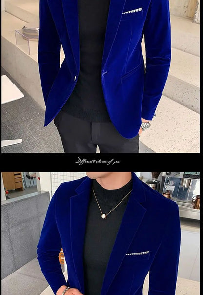 2023 Spring Velvet Wedding Dress Coat Mens Blazer Jacket Fashion Casual Suit Jacket Stage Men's Business Blazers Costume Homme