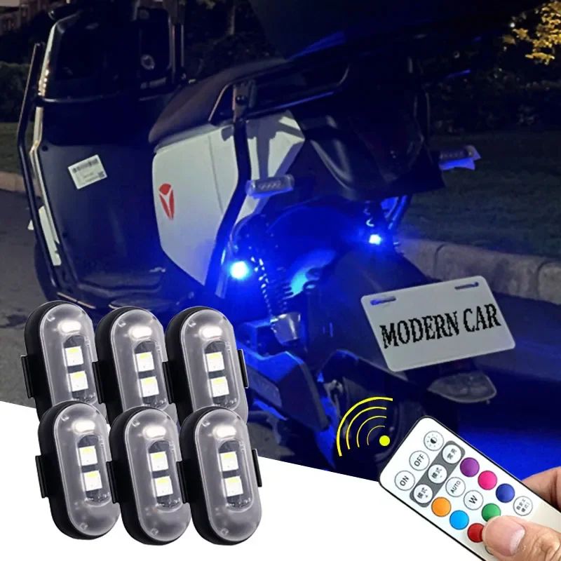 Wireless Remote LED Strobe Light 8 Colors USB Rechargeable Car Motorcycle Bike Aircraft Warning Anti-collision Flashing Lamp